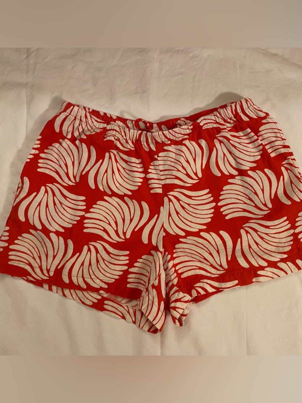 A New Day Women's Red Linen Printed Casual Shorts SZ M
